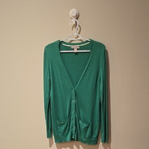 Banana Republic Merino Wool Blend Green Cardigan Sweater